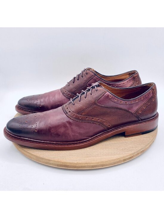 Johnston Murphy Shoes Mens 11.5 Red Soft Leather Wingtip Oxfords Preppy main image 5